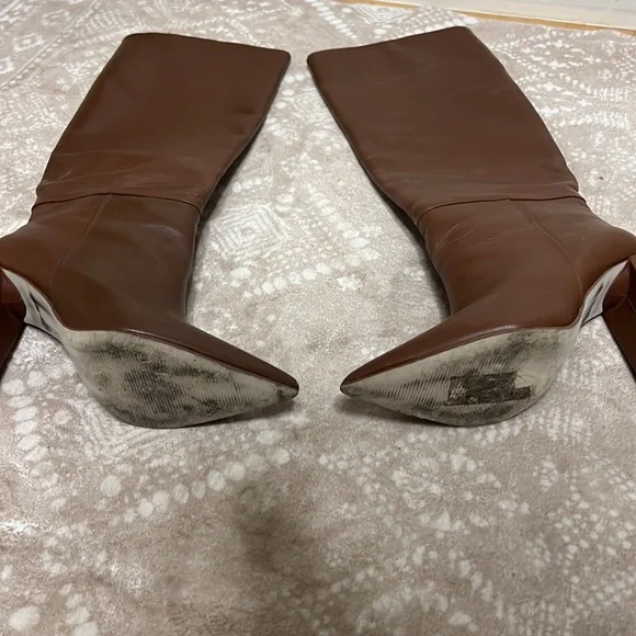 Steve Madden Handles Boots Heeled Cognac Leather Brown - Picture 5 of 6